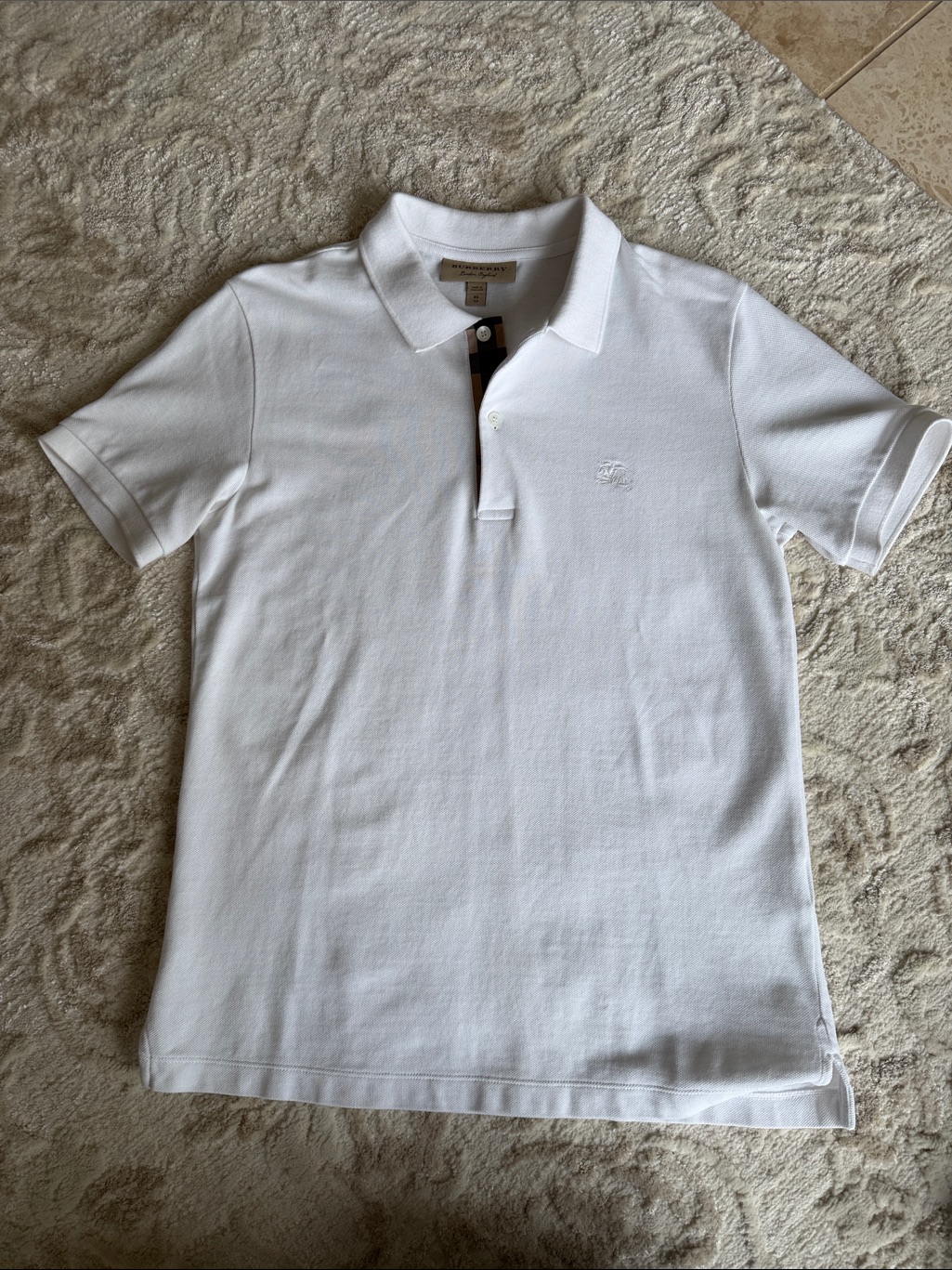 Burberry White Polo With Signature Check Trim